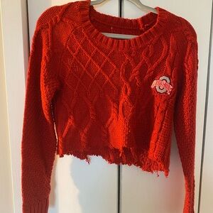 Vintage Ohio State University Distressed Crop Sweater